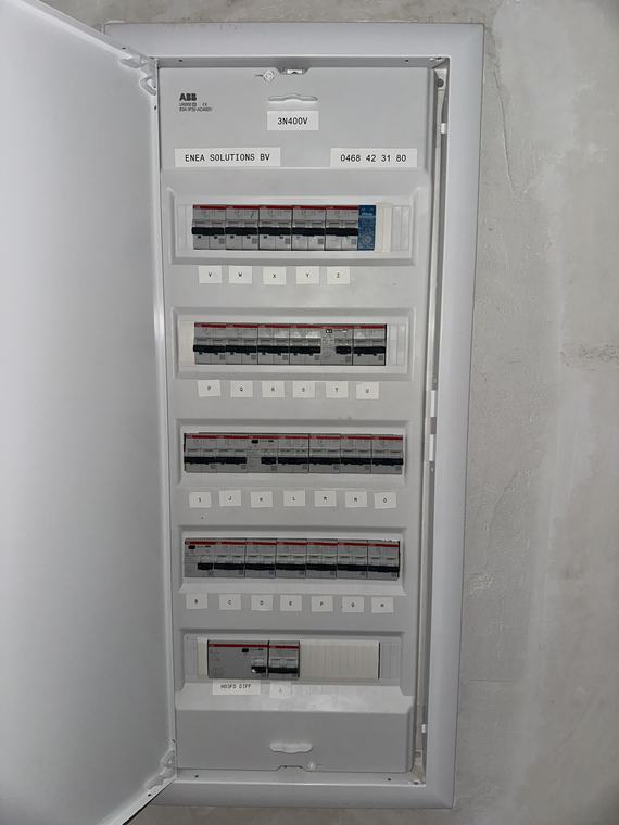 Verdeelkast van Enea Solutions BV met eendraadschema en 3N400V-aansluiting